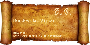 Burdovits Vince névjegykártya